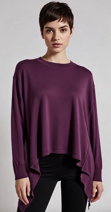 Ruti Tops - Ruti Shirt Womens XS S French Plum Pink Sharkbite Asymmetric Flowy Chic Grown Up